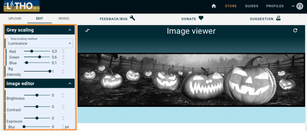 Correcting lithophane image
